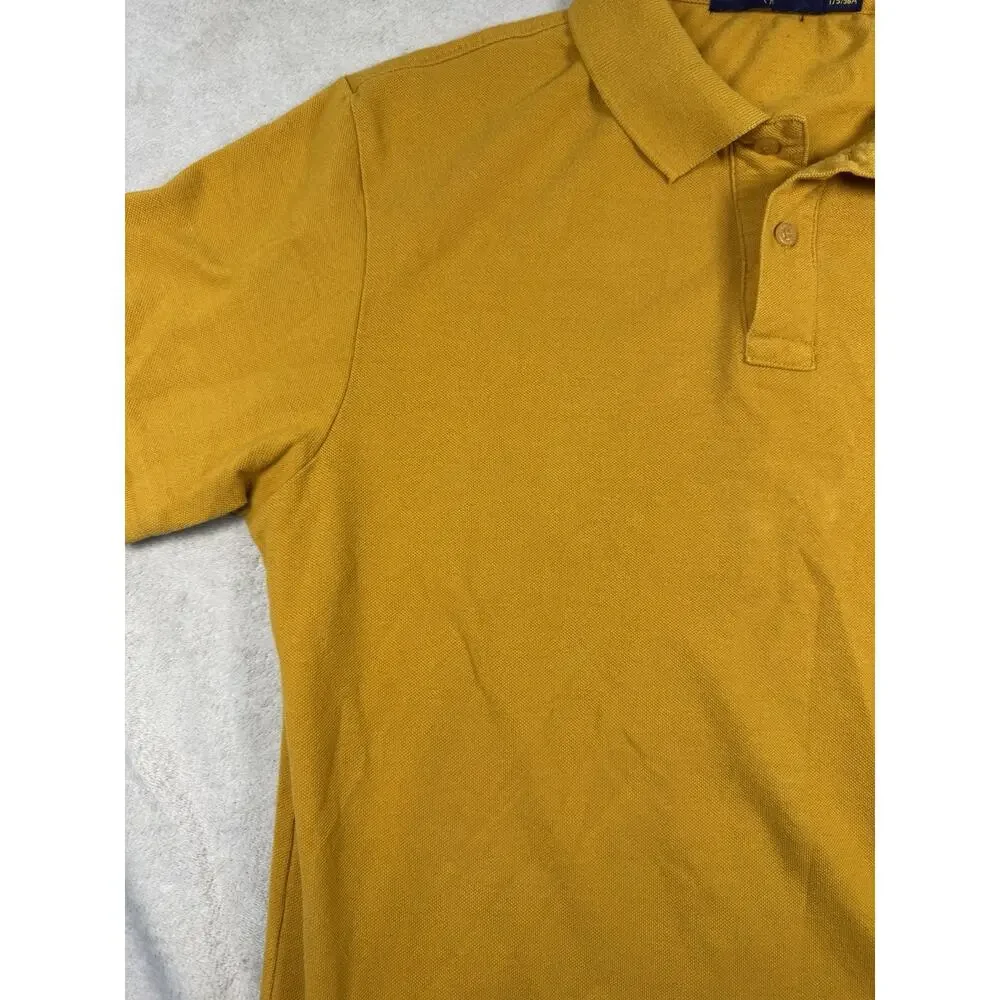 Ralph Lauren Men’s XL Mustard Gold Short Sleeve Polo Shirt Navy Pony Classic Fit